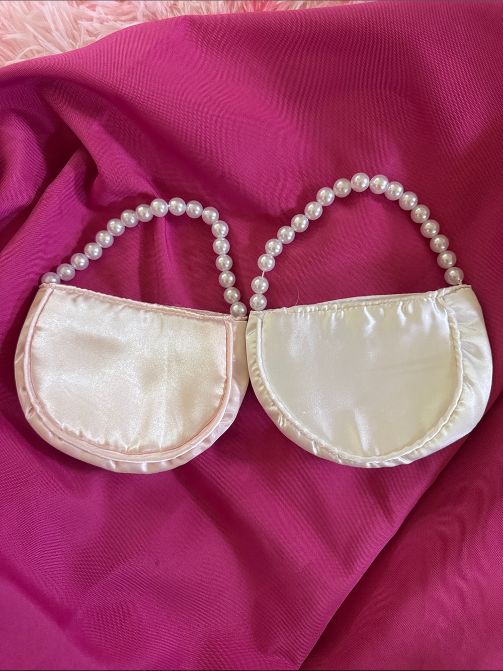 Girls Vintage Pearl-Handle Satin Mini Bag Bundle / Girls Purse Bundle / Vintage